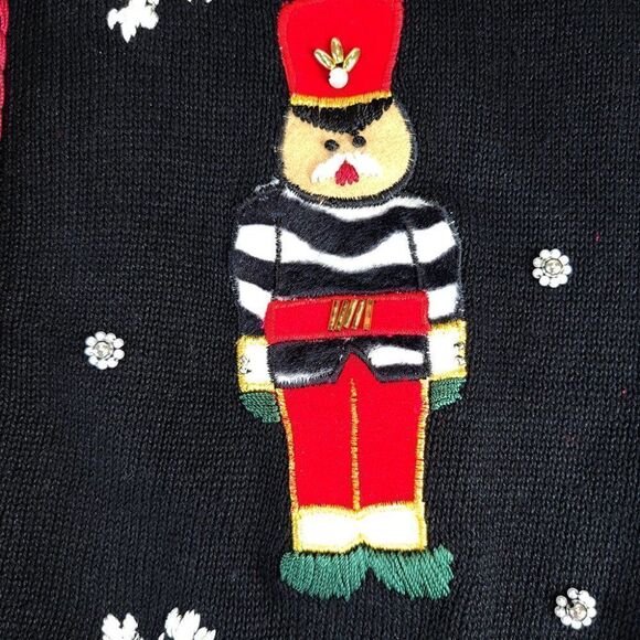 Victoria Jones Christmas Toy Soldier snowflake holiday vintage 90s sweater vest - Picture 4 of 7